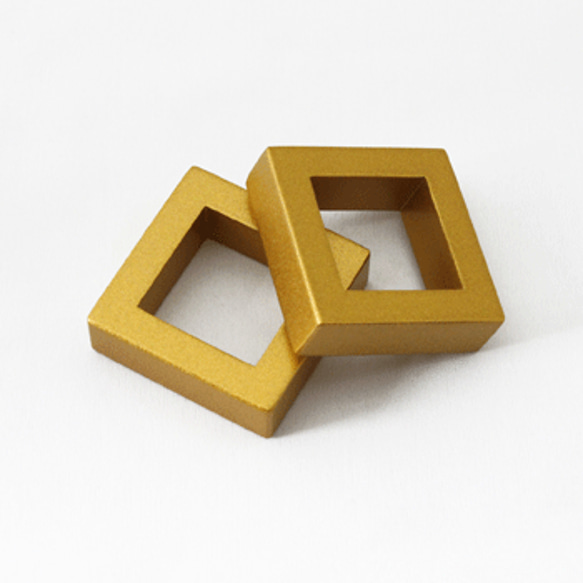 正角ナプキンリング（２個セット・ゴールド） 1枚目の画像