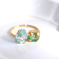 - shizuku - Blue Topaz & Paraiba Tourmaline Ring 2枚目の画像