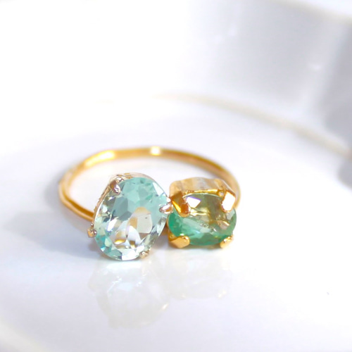 shizuku - Blue Topaz & Paraiba Tourmaline Ring 指輪・リング