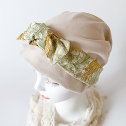 ❤︎優雅頭巾風格針織帽本色米色✖️海葵護理帽媽媽的禮物 第2張的照片