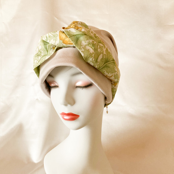 ❤︎優雅頭巾風格針織帽本色米色✖️海葵護理帽媽媽的禮物 第7張的照片