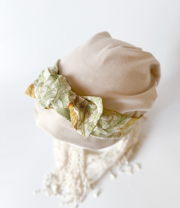 ❤︎優雅頭巾風格針織帽本色米色✖️海葵護理帽媽媽的禮物 第1張的照片