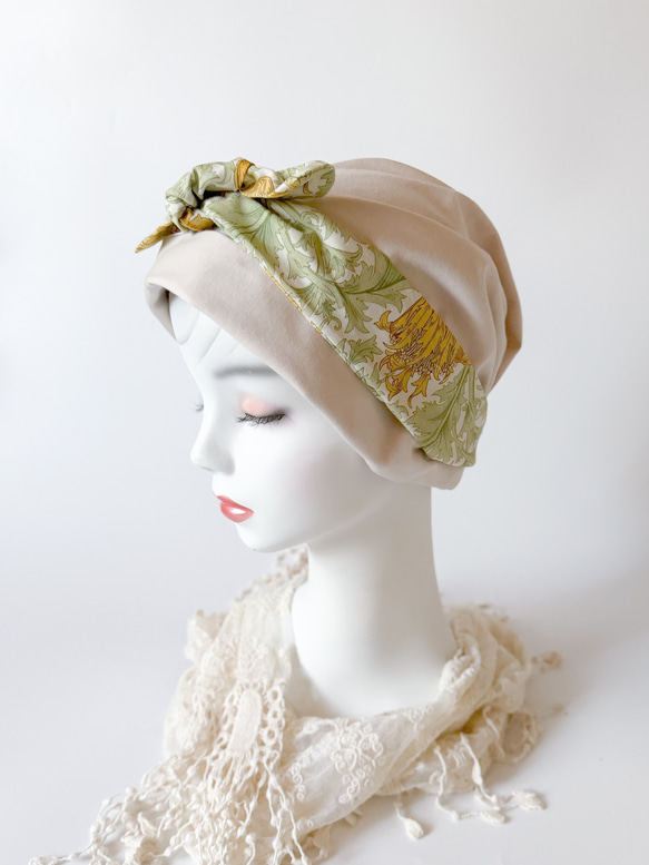 ❤︎優雅頭巾風格針織帽本色米色✖️海葵護理帽媽媽的禮物 第5張的照片