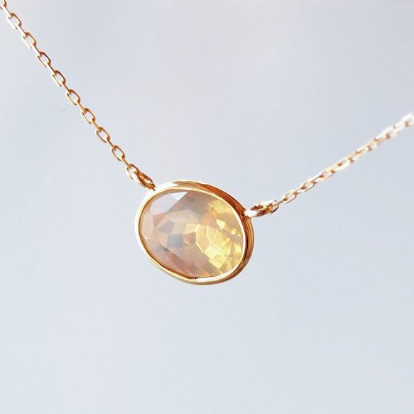 K18オパールネックレス ローズカット シンプル 華奢 ネックレス