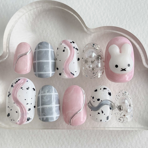ピンク/#うさぎのネイルデザイン｜ネイルブック うさぎネイル いぬ