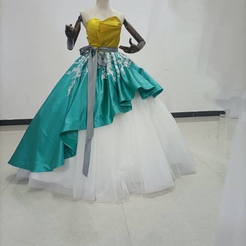 送料無料！抜群のおしゃれ見え バイカラー カラードレス エンパイア