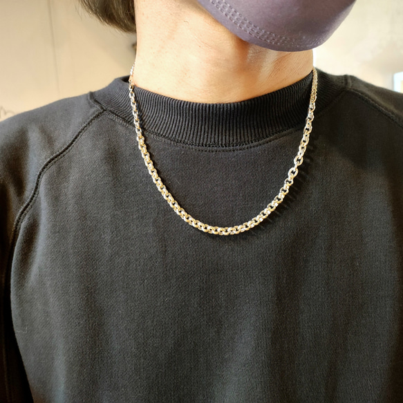微妙時尚。 925 銀項鍊，搭配酷炫的混合鏈 (B)。推薦給韓國時尚愛好者 第7張的照片