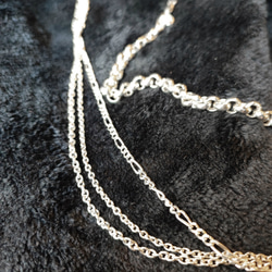 微妙時尚。 925 銀項鍊，搭配酷炫的混合鏈 (B)。推薦給韓國時尚愛好者 第10張的照片