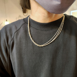 微妙時尚。 925 銀項鍊，搭配酷炫的混合鏈 (B)。推薦給韓國時尚愛好者 第1張的照片