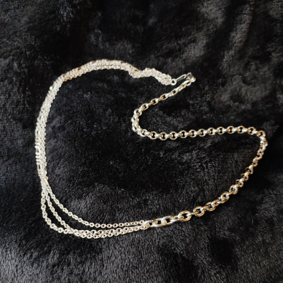 微妙時尚。 925 銀項鍊，搭配酷炫的混合鏈 (B)。推薦給韓國時尚愛好者 第9張的照片