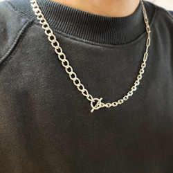 時尚的 925 銀項鍊 (C)，配有可排列的混合鏈條。推薦給韓國時尚和 K-POP 粉絲 第3張的照片