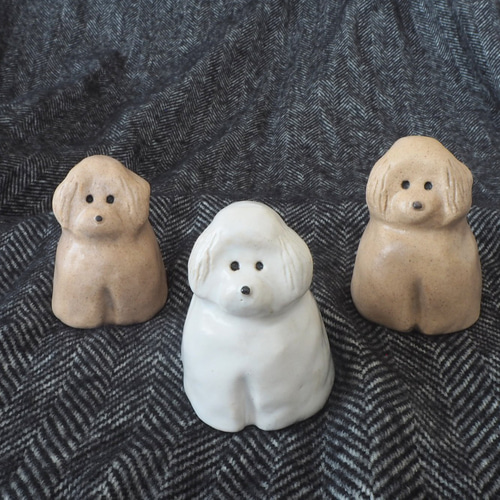 トイプードルの一輪挿し ホワイト 一輪挿し・花瓶・花器 もじゃとお