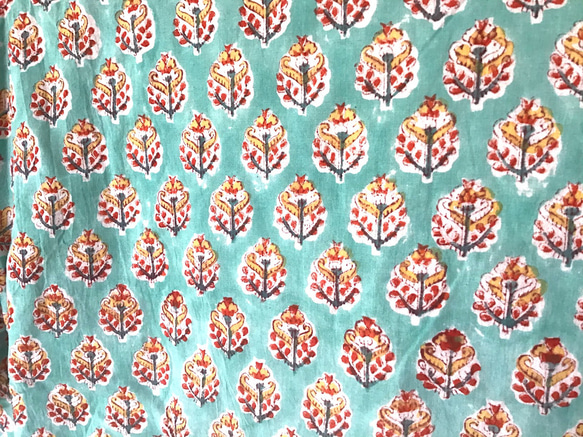 5ワークカーディガン　ブロックプリントx綿麻,カディコットン 作業用カーデ 羽織 3枚目の画像