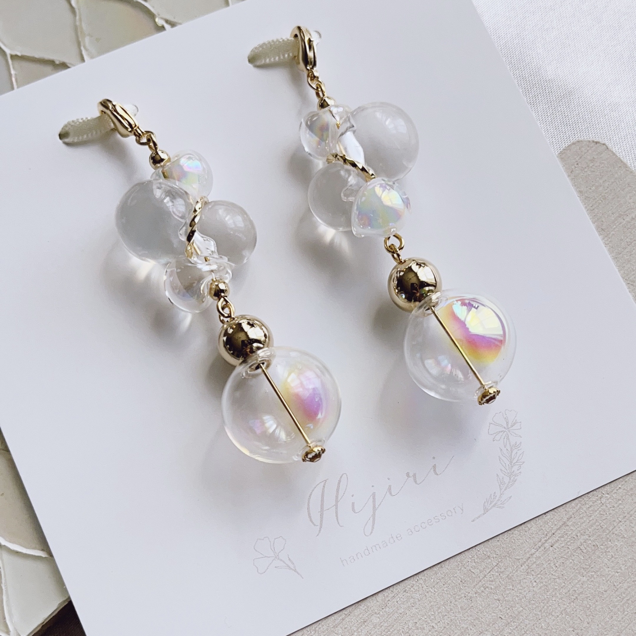 ✴︎bubble✴︎ピアスみたいなマスクチャーム【Hijiri】ガラス