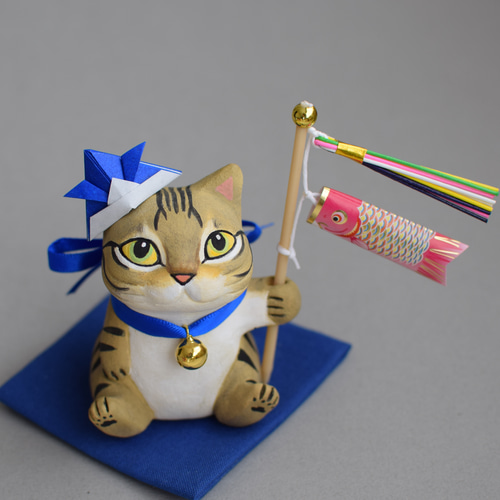 鯉のぼりを持った猫【受注制作】ご購入前にメッセージで納期をご確認