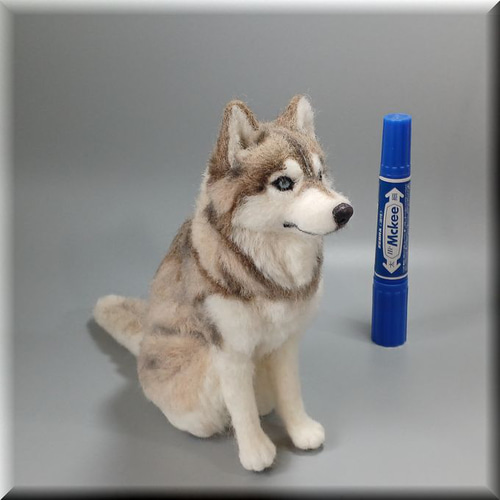 羊毛フェルト 犬 シベリアンハスキー いぬ イヌ 犬フィギュア
