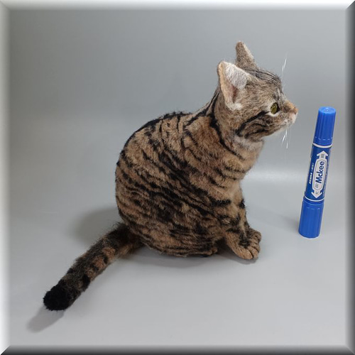 受注商品♪mia♪ sサイズキジトラ 猫 置物 ぬいぐるみ 羊毛