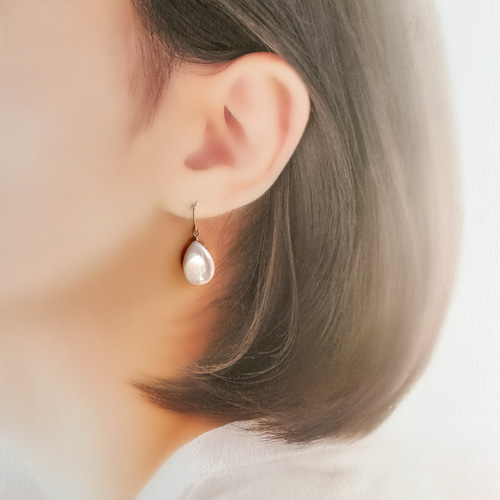 14kgf桜色ピンクシェルの一粒ピアス＆イヤリング『桜2025』 ピアス