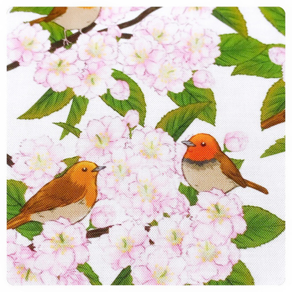 コマドリと八重桜のトートバッグ 10枚目の画像