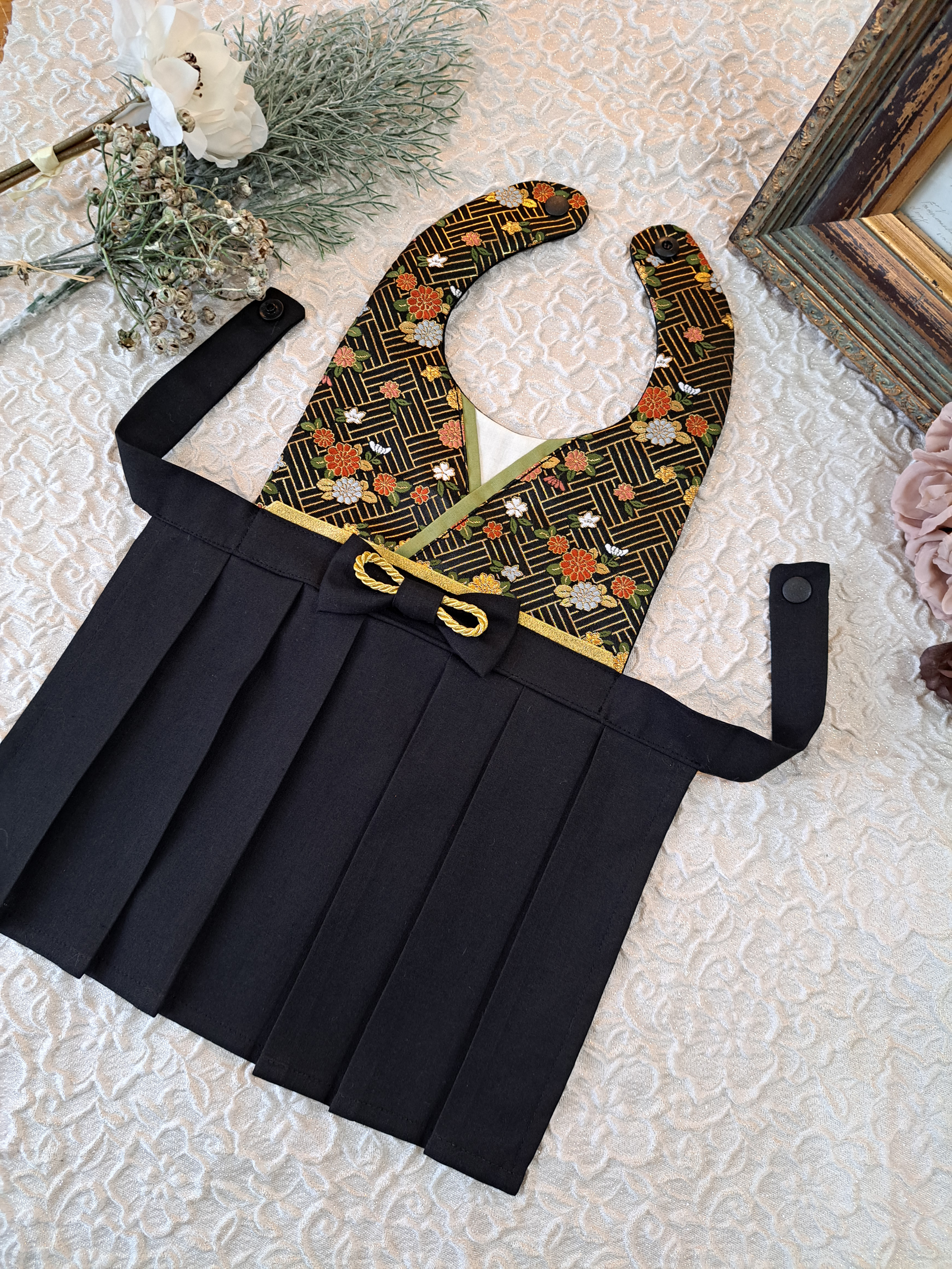 簡単ワンタッチ♪はかまスタイ　袖なし　(ブラック)