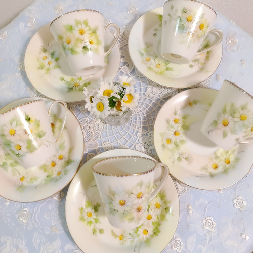 ♡マーガレットのcoffee(tea)セット/カップ＆ソーサー5客＋ポット 