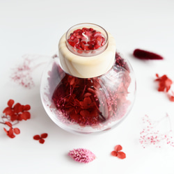 【癒しのお花とキャンドル】赤色 紫陽花 フラワー ポット・還暦祝い ギフトにも 1枚目の画像