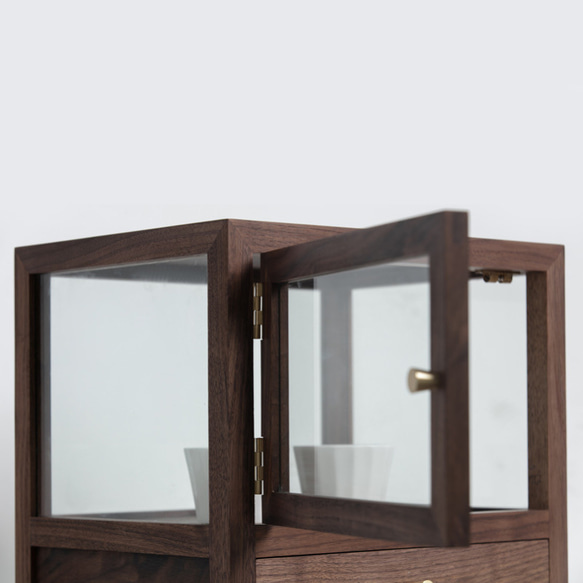 木製カウンターショーケース 食器棚 茶器収納 ガラス飾り棚  アンティーク天然無垢 11枚目の画像