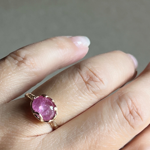 美品　ピンクサファイヤ　リング　K10　ジュエリー　ストーン　アクセサリー　指輪