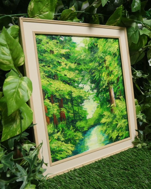 油絵 絵画 緑の森【色紙】 11枚目の画像