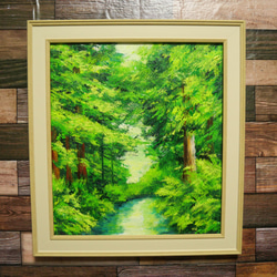 油絵 絵画 緑の森【色紙】 4枚目の画像