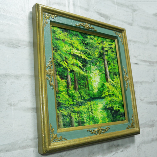 油絵 油彩 油彩画 絵 絵画 【新緑の渓谷】 554443b27322f67cbb6df6251da4c1