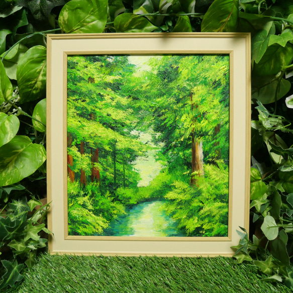 油絵 絵画 緑の森【色紙】 14枚目の画像