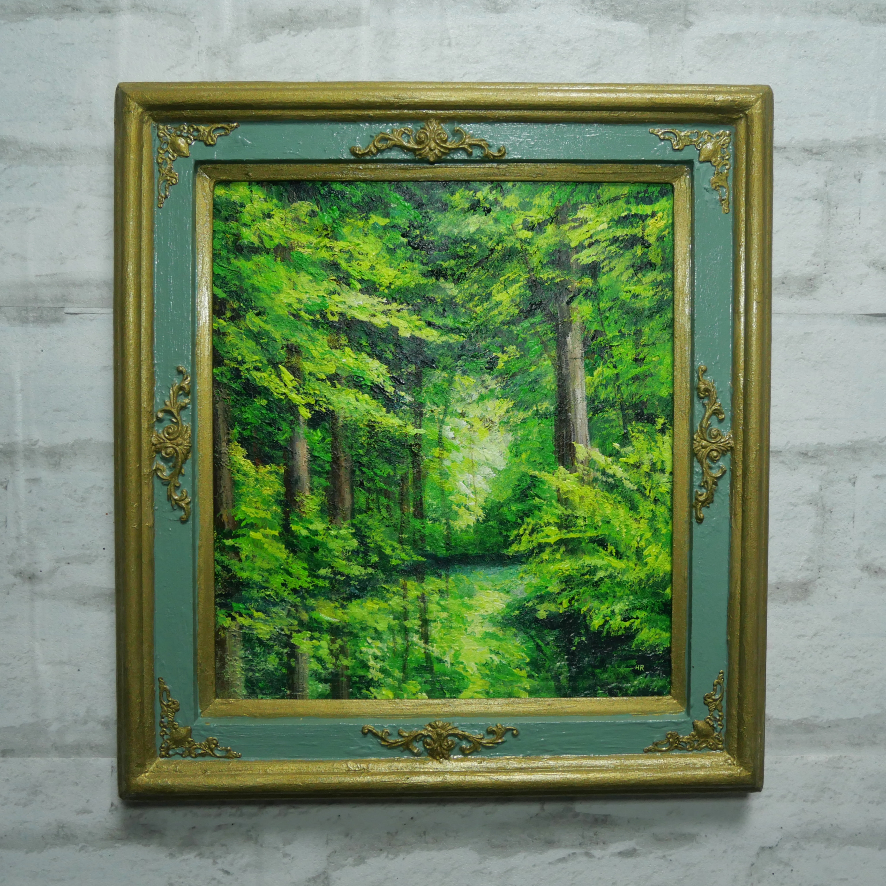 絵画油彩画F30一点物【グリーンテラス】原画自作の絵芸術作品アート