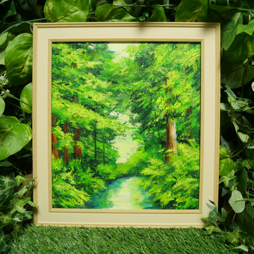油絵 絵画 緑の森【色紙】 絵画 HR 通販 15665343｜Creema