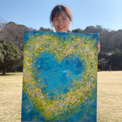 今人気【ミモザの絵】ポスター「ミモザハート」黄色 アート A4 A3 A2 インテリア リビング 玄関 6枚目の画像