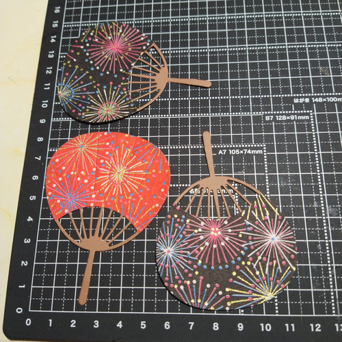 クラフト262) カード 友禅和紙 友禅紙 紅葉 もみじ モミジ ミニ扇子