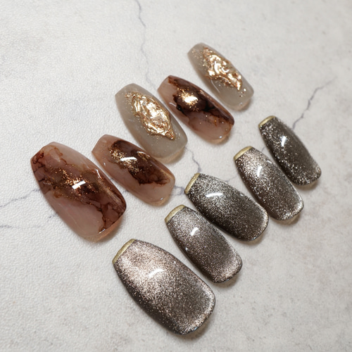 #006 ブラウンネイル　ネイルチップ ネイルチップ サイズオーダー ニュアンスネイル ブラウンネイル