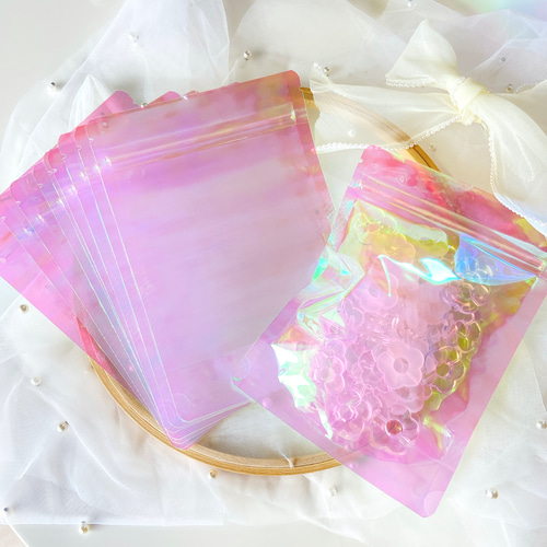 マチ有！オーロラカラー ジップ付きラッピングバック《10枚》【大きさ