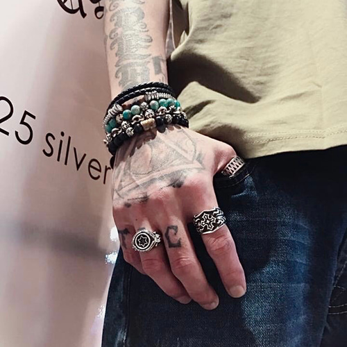 バフォメットモチーフ　ビンテージシルバーリング　SILVER 925 約11号 バフォメットモチーフ ビンテージシルバーリング SILVER 925 約11号