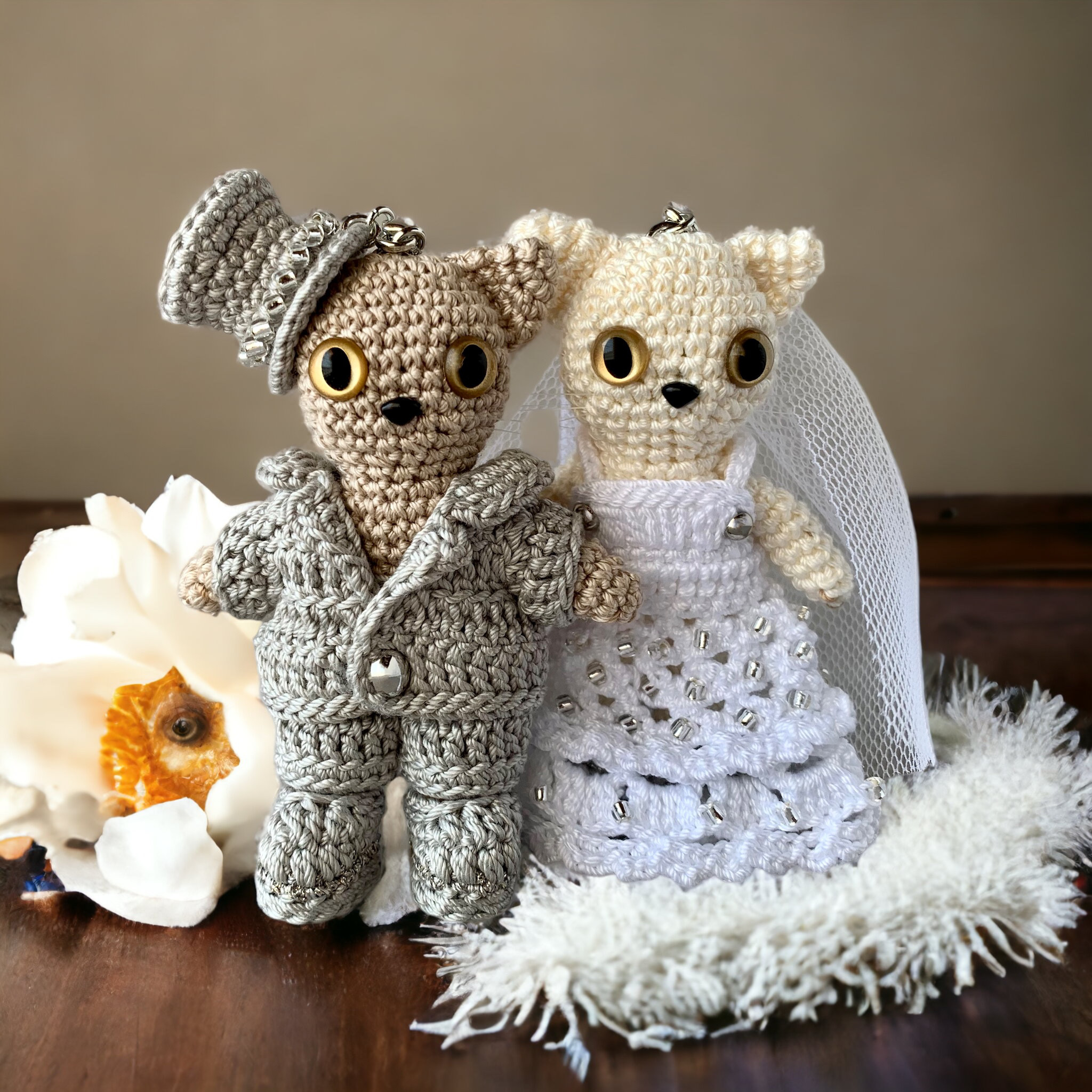 バッグチャームにもなるウェルカムドール　あみぐるみ猫　猫雑貨　猫グッズ