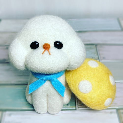 羊毛フェルト 犬 きのこ 帽子 赤 青 黄 かぶりワンコのまるふぃ 羊毛