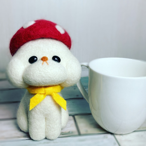 有名作家様 羊毛フェルトかぶりもの きのこ帽子 羊毛フェルト 犬