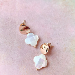 珍珠貝母白貝殼耳環 第2張的照片