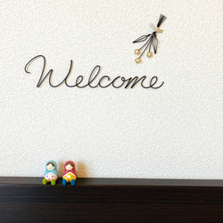 　〜welcomeとミニスワッグ〜　ワイヤークラフト　アート　壁飾り　花　おしゃれ　可愛い　インテリア　雑貨 5枚目の画像