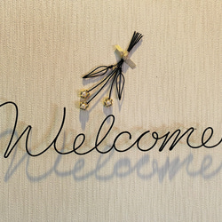 　〜welcomeとミニスワッグ〜　ワイヤークラフト　アート　壁飾り　花　おしゃれ　可愛い　インテリア　雑貨 6枚目の画像