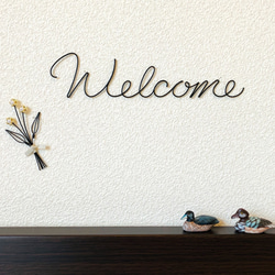 　〜welcomeとミニスワッグ〜　ワイヤークラフト　アート　壁飾り　花　おしゃれ　可愛い　インテリア　雑貨 4枚目の画像