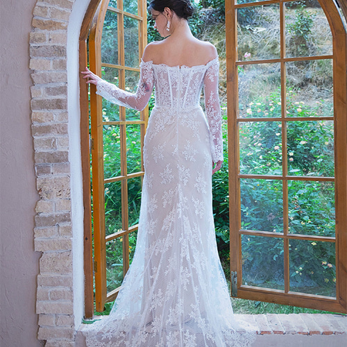 オフショルダー マーメイドウェディングドレス 送料無料！ウェディングドレス オフショルダー エレガント ファスナー
