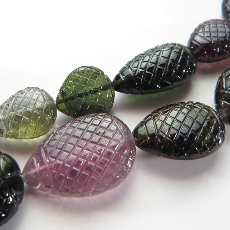 TOR-MLT-OTH-005H　マルチトルマリン　リーフ12mm　1連