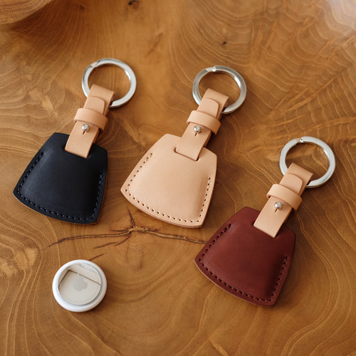 ○AIFIEVD AirTag ケース 本革 キーホルダー レザー ☆ステッチ選べる☆本革 AirTagケース・キーホルダー（ボルドー