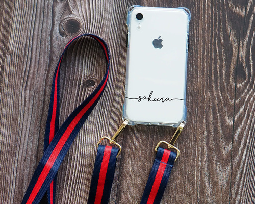 スマホケース iPhoneケース【縦横スト穴iPhoneショルダー×名入れ印刷